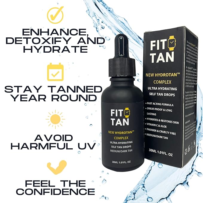 Self Tanning Drops For Face and Body - Hydrating and Gradual Dark Tan - 30ml