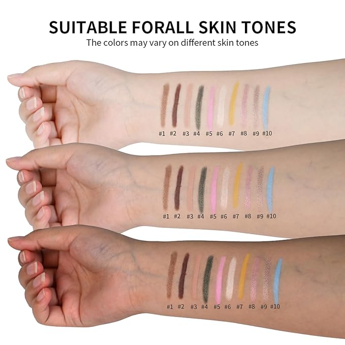 Eyeshadow Stick, Shimmer and Matte Cream Eye Shadow Brightener Sticks Eyeliner Pencil Crayon, Waterproof Long Lasting Eye Highlighter Stick Makeup,0.056 Oz(2PCS #8-Fancy+#9-Champagne)