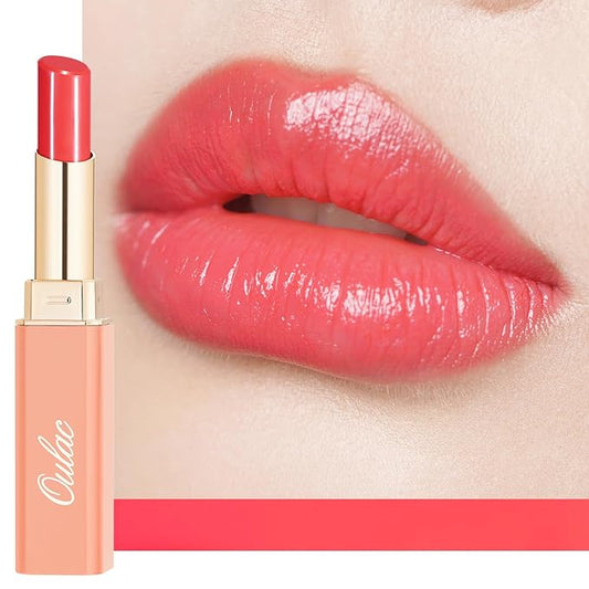 Oulac Watermelon Pink Lipstick - Moisturizing Lip Stick Glossy Tinted Lip Balm, Sheer Shine Juicy Finish, Lightweight and Hydrating Formula for Dry Lip Care, Vegan 2.2g/0.07oz (11)