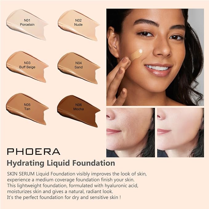 2024 New PHOERA Foundation Makeup for Mature Skin, (N05 Tan)