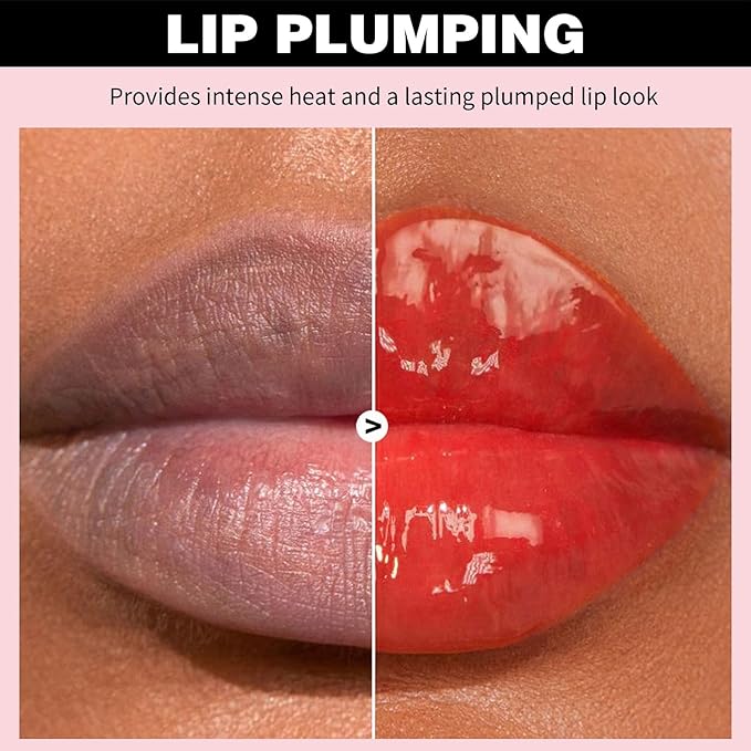 Erinde Lip Plumper Gloss, Natural Ginger Lip Plumping Booster Lip Plumping Oil, Ultra-Hydrating & Nourishing Plump Lip Plumper, Glossy Finish Fuller Lip Plumping Lip Gloss for Women Girls, G02