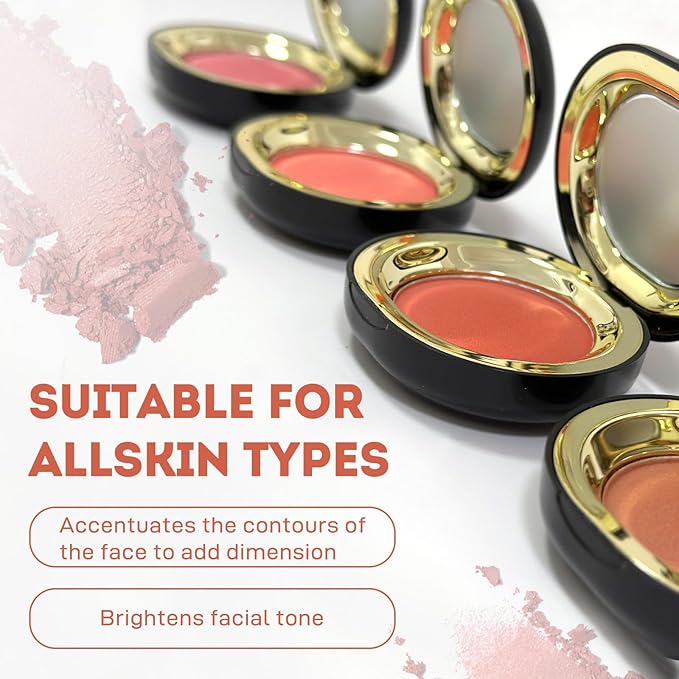 Face Blush for Cheeks Waterproof Smooth Creamy Formula, Matte Finish Buildable Lightweight Cream Blush Balm Create a Natural, Long Lasting Makeup Brightens Facial Radiance (Pinkish Apricot)