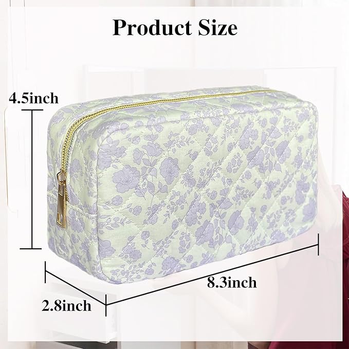Quilted makeup bag floral makeup