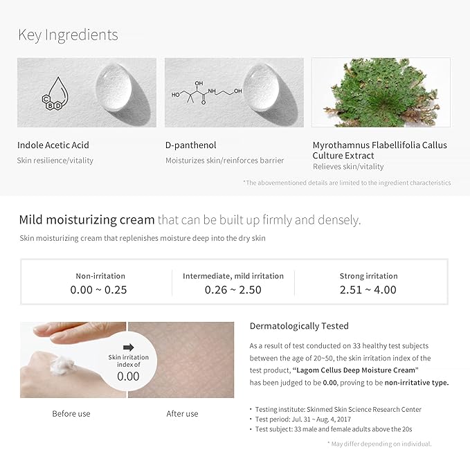 LAGOM Cellus Deep Moisture Cream Natural Moisturizer with Ceramide and D-Panthenol (B5) Snooth Hydrating Nourishing Protecting Cream 2.02 Fl Oz