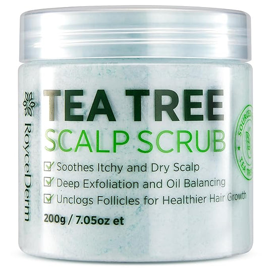 Roycederm Tea Tree Scalp Scrub: Anti Fungal Pre Shampoo, Itchy Relief Scalp Treatment for Dandruff, Psoriasis & Seborrheic Dermatitis - Gently Exfoliator, Relieves Dryness, Promotes Hair Growth
