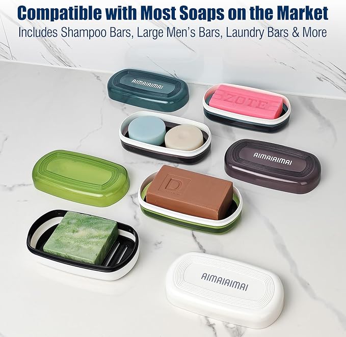 Shampoo Bar Holder Travel Case, Large Soap Holder for 5 oz/10 oz Oversized Bars, Durable & Versatile Storage Soap Container with Drainage Layer (1 Pack, Black Style A-Large)