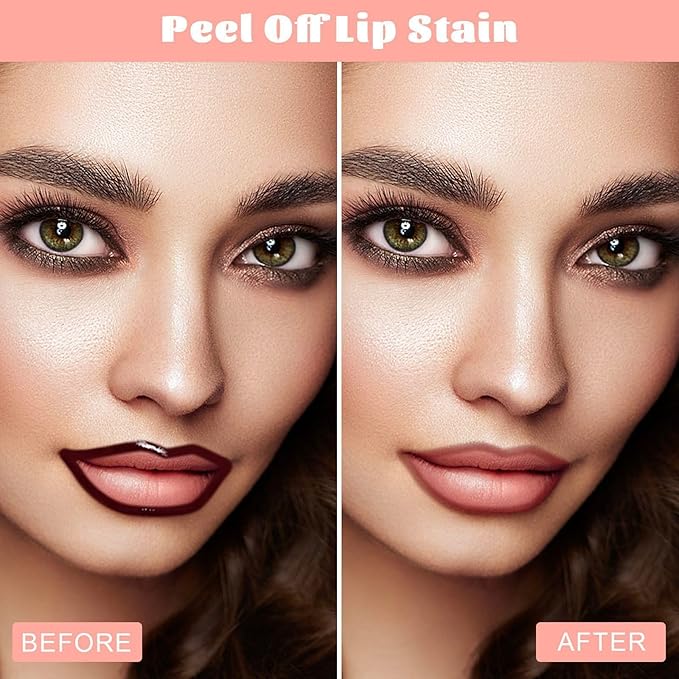 Peel Off Lip Liner Stain - Long Lasting Natural Lip Stain Transfer-proof Lip Liner, Moisturizing Waterproof Lip Gloss Stain, Highly Pigmented Color for All Skin, Ideal Gifts for Women (Mauve)
