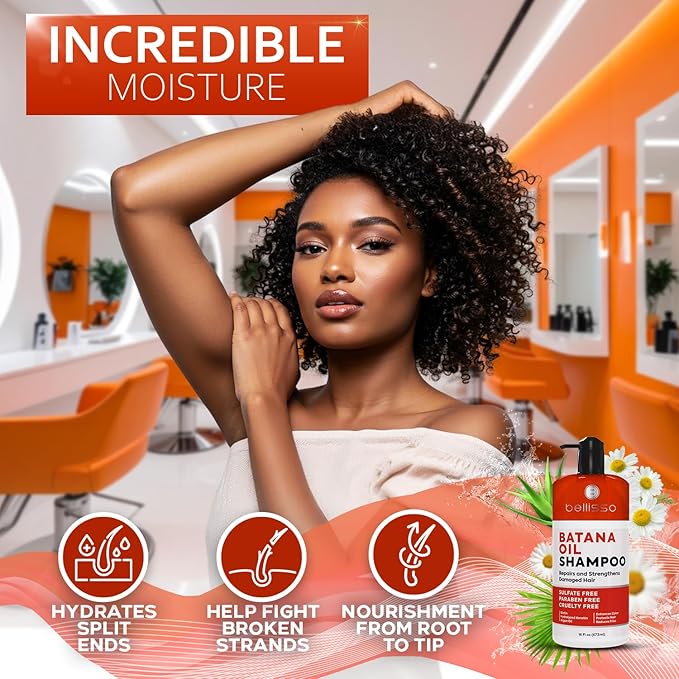 Batana Oil Shampoo - Volumizing Salon Formula for Thinning and Fine Hair Women and Men - Sulfate and Paraben Free - Thickening Volume Boost for Thicker, Fuller Hair - With Argan Oil - 16 Fl Oz