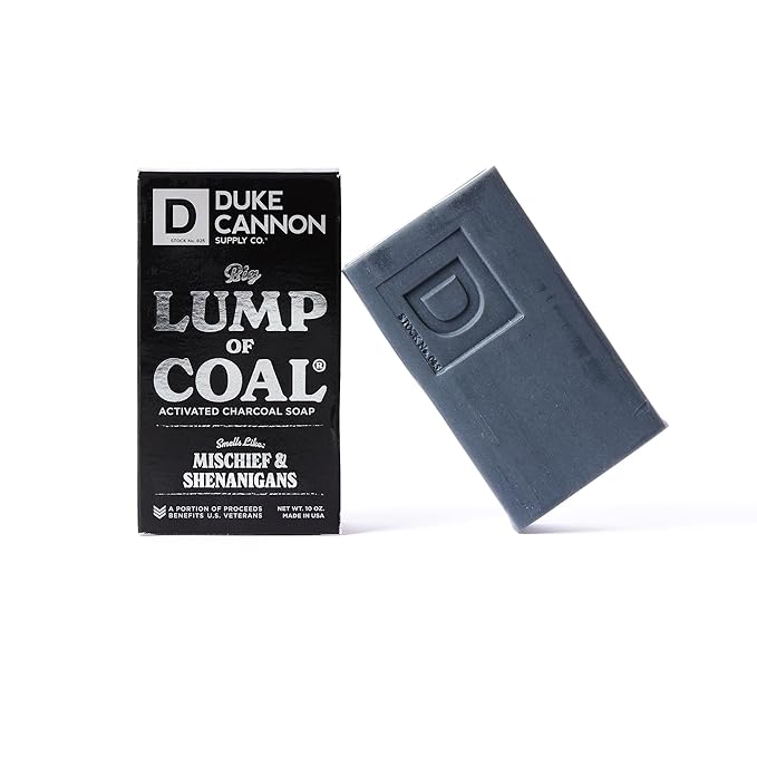 Duke Cannon Supply Co. Big Lump of Coal Soap Bar for Men Holiday Edition (Bergamot & Black Pepper Scent) Superior Grade, Extra Large, Paraben-free, All Skin Types, 10 oz (6 Pack)