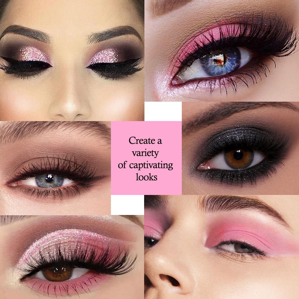 Pink Black Brown 5Colors Eye Shadow Palette Makeup with Mirror,Neutral Vegan Eyeshadow Palette for Older Women Waterproof Long Lasting Naturing-Looking sombras para ojos,Cruelty Free