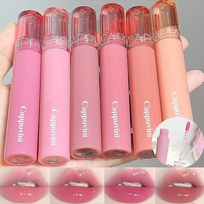 6 Colors Glasting Color Gloss, Lip-Plumping, Glossy, Natural Glasting