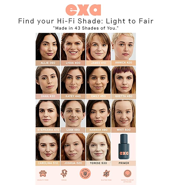 Exa Beauty - Natural High Fidelity Foundation | Clean, Vegan, Cruelty-Free Makeup (Valentine 250)