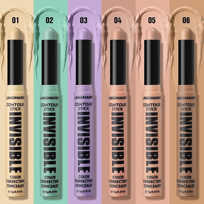LANGMANNI Multi-Use Face Contour Stick,Highlighter & Concealer Stick, Combo Use For Correcting Color Balancing (#05+#06 Apricot+Natural)