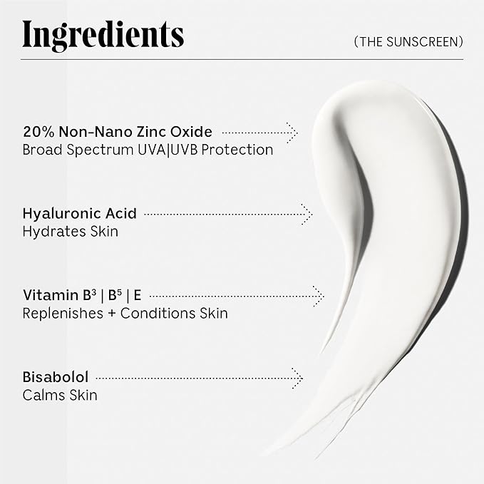 Nécessaire The Mineral Sunscreen SPF 30 PA+++. For The Body. Broad Spectrum. Zinc Oxide, Hyaluronic Acid, Niacinamide. Hydrate. Protect Against Sun Damage + Premature Aging. Dermatologist-Tested 5.1oz