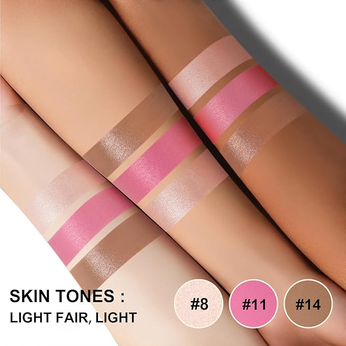 Lezero 3Pcs Contour Stick Makeup Kit, Shades with Highlighter, Blush and Bronzer Stick for Sculpt the Face and All Skin Type, Long Lasting, Smooth, Dewy & Matte Finish, #1 LIGHT FAIR