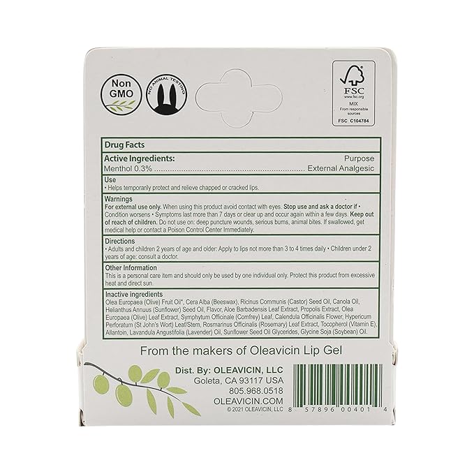 Natural Lip Balm by Oleavicin | Dry Lip Relief | Patented Moisturizing Formula for Chapped Lips | Organic Olive Leaf Extract (3)