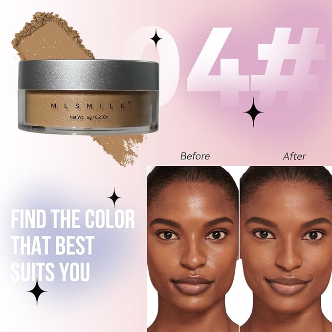 AKARY Pink Translucent Setting Powder, Shimmer Finishing Powder