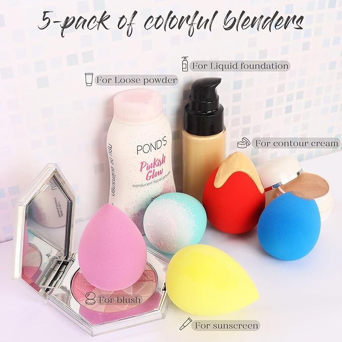 BEAKEY Makeup Sponge 5 Pcs Set,