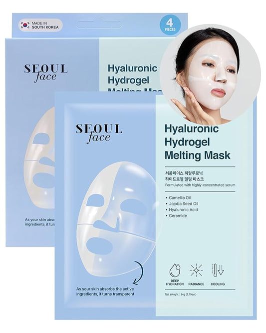 DERMAL Hyaluronic Hydrogel Melting Jelly Gel Mask 4ea - Korean Overnight Face Mask with Ceramide - Deep Moisturizing, Pore Minimizing for Glow Skin - Korean Skincare