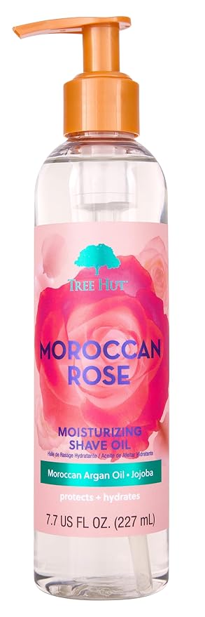 Tree Hut Bare Moroccan Rose Moisturizing Shave Oil, 7.7 fl oz, Gel-to-Oil Formula, Ultra Hydrating Barrier for a Close, Smooth Shave, For All Skin Types