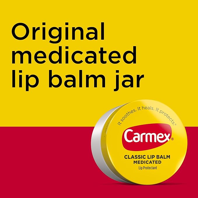 Carmex Medicated Lip Balm Jar, Lip Moisturizer for Dry, Chapped Lips, 0.25 OZ - (5 Packs of 3)