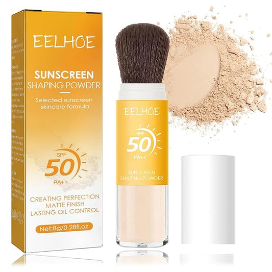 Mineral Sunscreen Setting Powder, SPF 50, Translucent Mineral Brush Powder, Long-Lasting Lightweight Breathable, Natural Matte Finish, Oil Control for All Skin Types