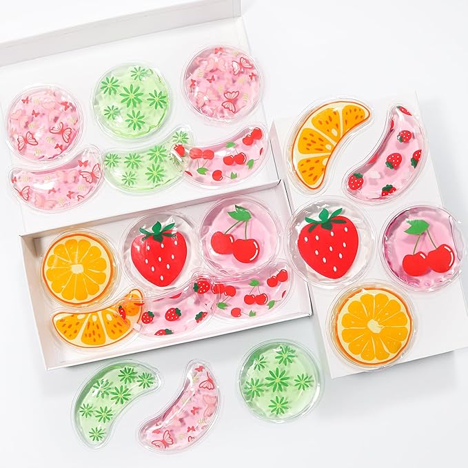 Gel Ice Pack Reusable Cooling Eye Pads and Under Patches,Eye Hot Cold Treatment for Redness,Pain Relief Relax (Oranges)