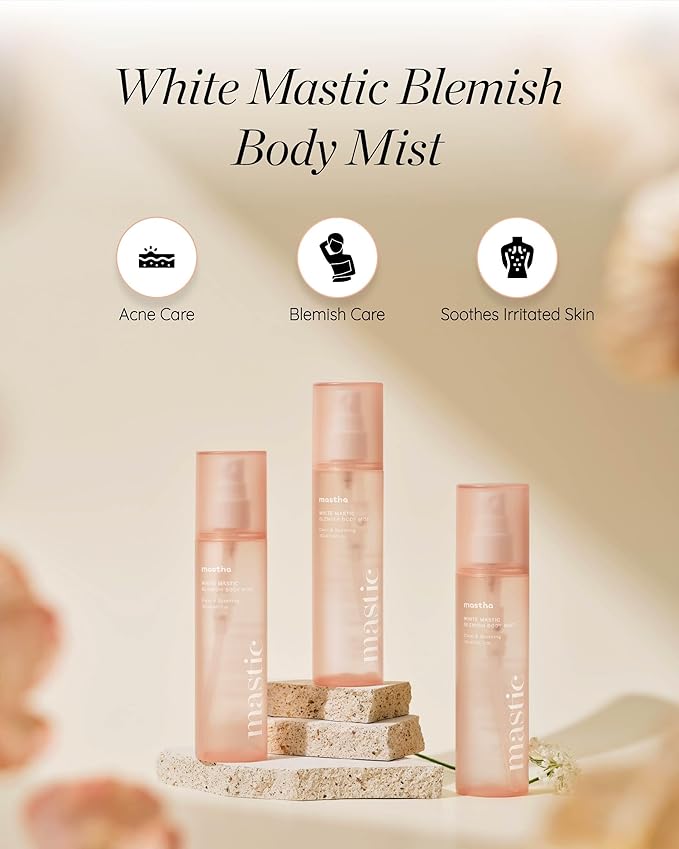 MASTINA White Mastic Body Mist (5.1fl oz) Soothes & Cools Body Spray Fermented Mastic Gum, Brightening & Hydrating Body Spray,Lightweight Moisture & Glow