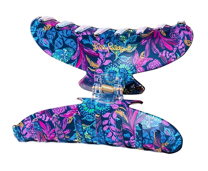 Lilly Pulitzer Colorful Claw Jaw Clip for Fine, Thick, Curly or Straight Hair - Medium Hair Clip for Women, Calypso Coast