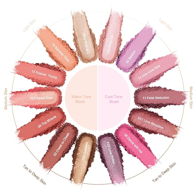 Oulac Plummy Brown Blush Makeup Powder| Rich Color Cream Blush Blendable| Natural Matte Tan Skin| Vegan &Cruelty-Free | 02 Cheek to Cheek 4.8g