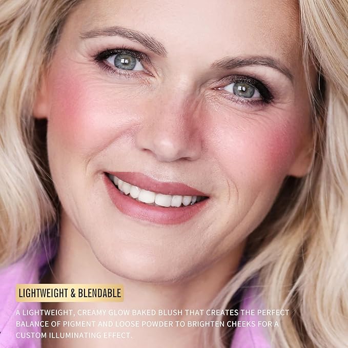 KIMUSE Baked Blush, Lighting Glow Marbleized Blush Powder Blush, Contour & Highlight Face for a Creamy Lightweight Natural Finish