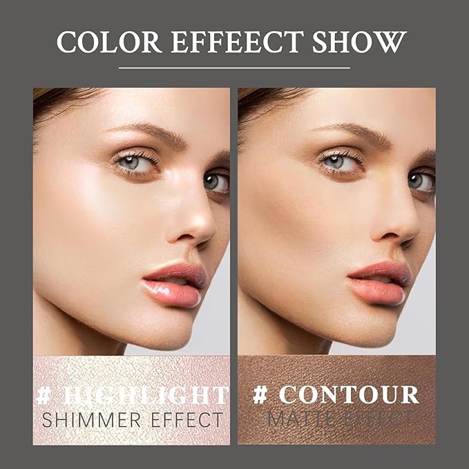 2 Pcs Cream Contour Highlighter Stick for Face Makeup (2+6)