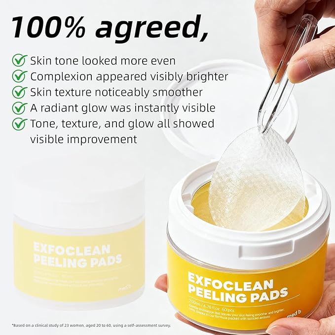 MEDB Exfoclean Peeling Pads Korean Skincare Exfoliating Face Pad, 60 Counts