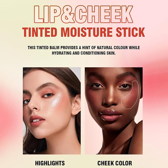 Blush Stick, Cream Blush Stick for Cheeks & Lips, Blendable Long-Lasting Multi-Use Contour Stick & Highlighter Makeup (#5 HIGHLIGHT)