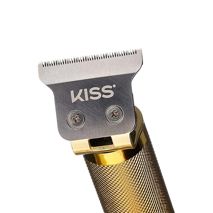 KISS Precision Blade Cordless Trimmer with Stainless Steel T-Blade, Powerful High-Torque, High-Speed Motor, 3 Blade Guard Attachments & Blade Cover, USB Cable & Long-Lasting Lithium Ion Battery