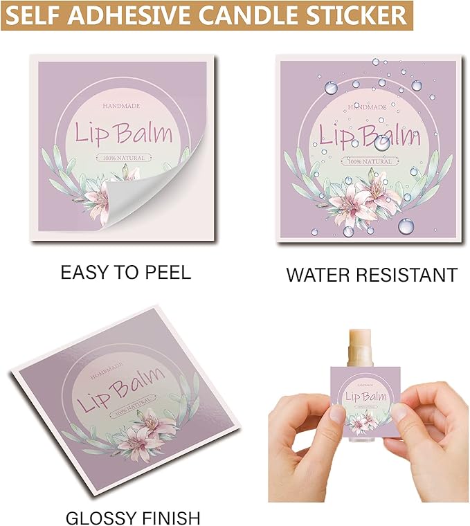 CRASPIRE Lip Balm Labels 80pcs Homemade Purple）