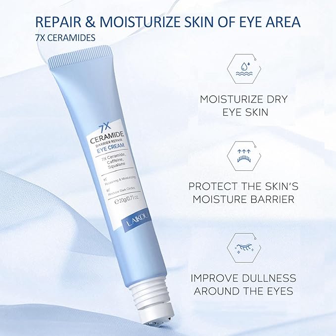 Ceramide Under Eye Cream, Hydrating Eye Cream, Eye Wrinkle Cream With Massage Head, Eye Cream Anti Aging, Dark Circle Eye Cream For Women & Men, eye moisturizer For All Skin Type