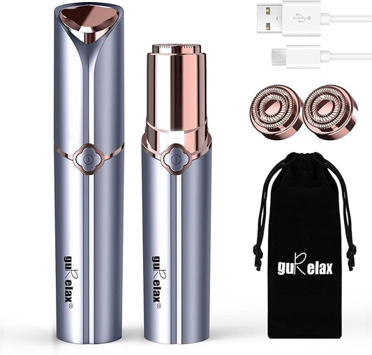Face Razors for Women(2024), Gurelax Hair Remover for Face, Painless Facial Hair Removal for Women, Rechargeable Hair Removal Device for Face, Upper Lip, Chin, Included 2 x Replacement Heads