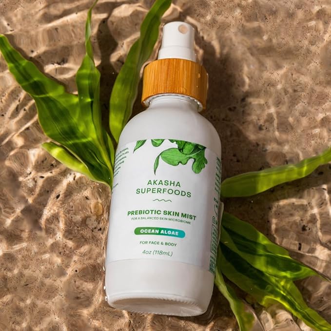 Akasha Prebiotic Skin Mist 3.4oz I Organic Facial Mist, Sea Kelp Extract, Face Spray for Naturally Restoring the Skins Microbiome, Dewy, Help Acne, Psoriasis & Sunburn*, Anti Aging Skin Care Products