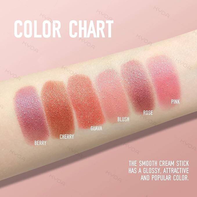 KYDA Mineral Color Balm, Buildable Shimmer Color for Lips and Cheeks, Broad spectrum SPF 35, Natural Shimmer Finish, Lightweight Blendable Creamy, Multiuse Blush Stick, PINK