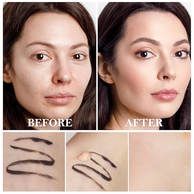 2pcs Liquid Concealer Set with Brush,Full Cover,Concealer Wand with Matte Finish,Corrects，Covers，Long Wear Up to 24hr