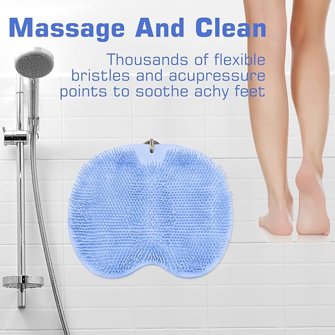 Shower foot scrubber mat back
