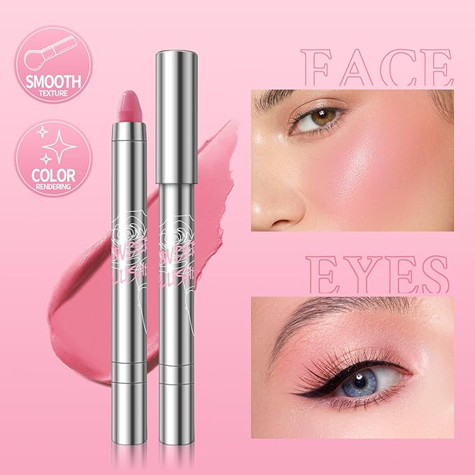 Cream Blush Stick for Cheeks, Cream to Powder Makeup (02#)