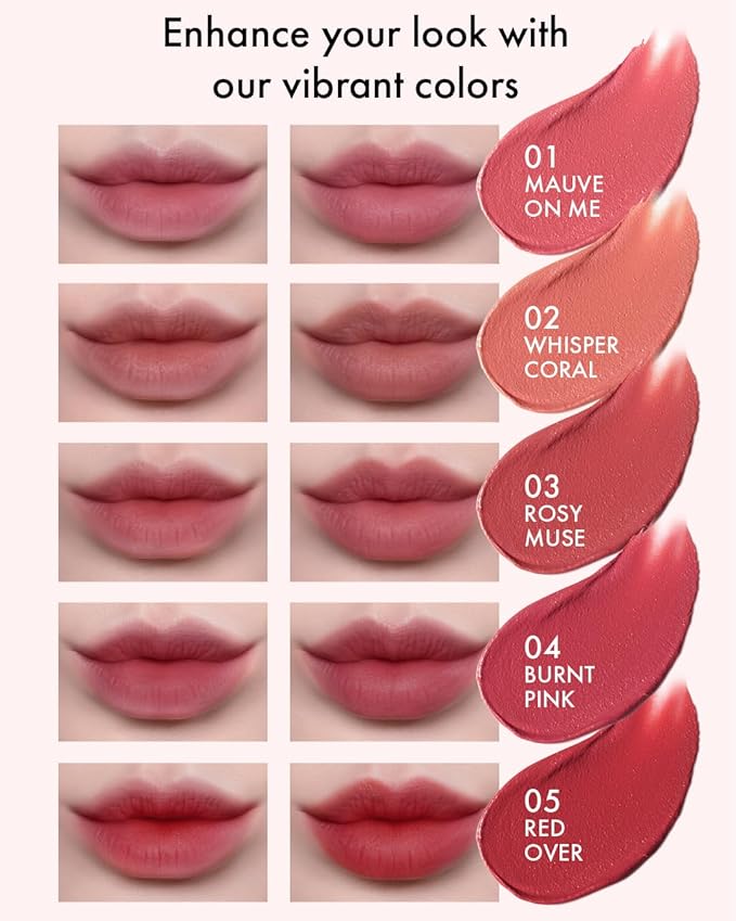 VIDIVICI Millennial Velvet Lip Tint - Thin, Comfortable & Long-Lasting Wear with Matte Finish - Seamless, Rich and Vibrant Shades - Moisture-Filled & Lightweight Texture. 0.15 fl.oz. (05 RED OVER)