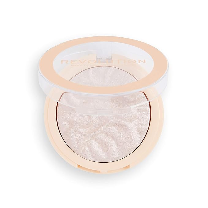 Revolution Beauty, Reloaded Pressed Powder Highlighter, Intensely Pigmented for a High Impact Dewy Finish, Peach Lights, 0.22 Oz.