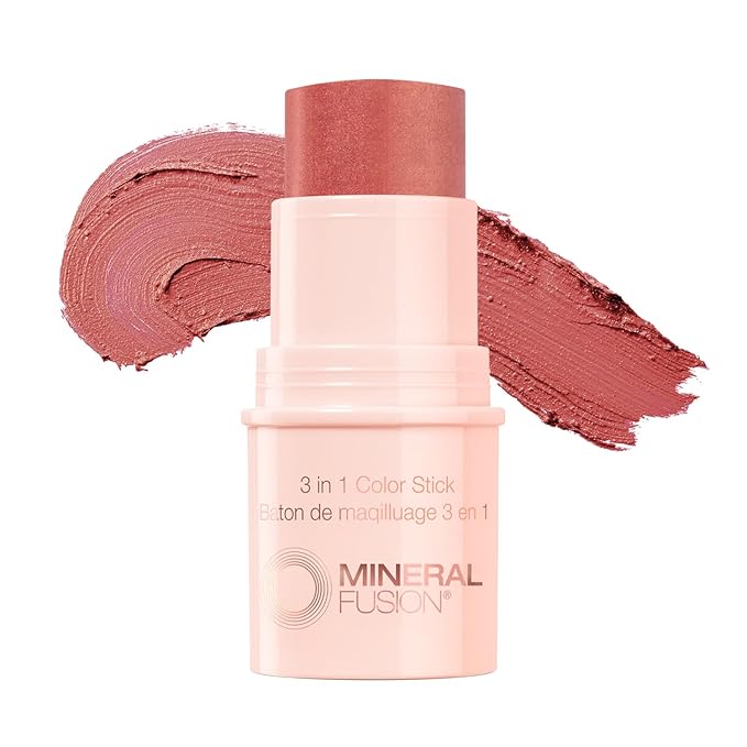 Mineral Fusion 3-in-1 Color Stick, Instant Color Pop and Blush for Cheeks, Creamy Lightweight Formula, Multi-Use Eye, Face, and Lip Makeup, Terra Cotta