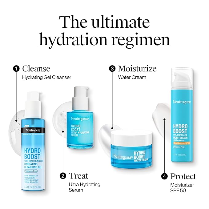 Neutrogena Hydro Boost Skincare Set, Hydro Boost Fragrance Free Water Cream Face Moisturizer, 1.7 fl oz, & Trial Size Hydro Boost Fragrance Free Hydrating Gel Facial Cleanser, 0.5 fl oz