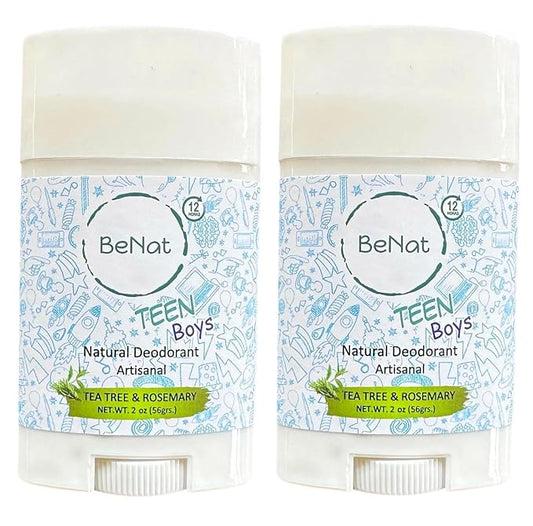 2-Pack All Natural Deodorant For Teen Boys 100% Natural Aluminum-Free Carcinogen Free Kids Deodorant For Boys Clinically Proven To Be Safe For Children and Teenagers