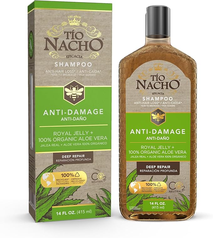 Tio Nacho Aloe Vera Deep Repair Shampoo, Organic Aloe Vera and Royal Jelly for Hair Repair and Protection, with Vegetable Keratin for Strength and Shine, Paraben, Salt, Silicone-Free, 14 Oz (3 Pack)