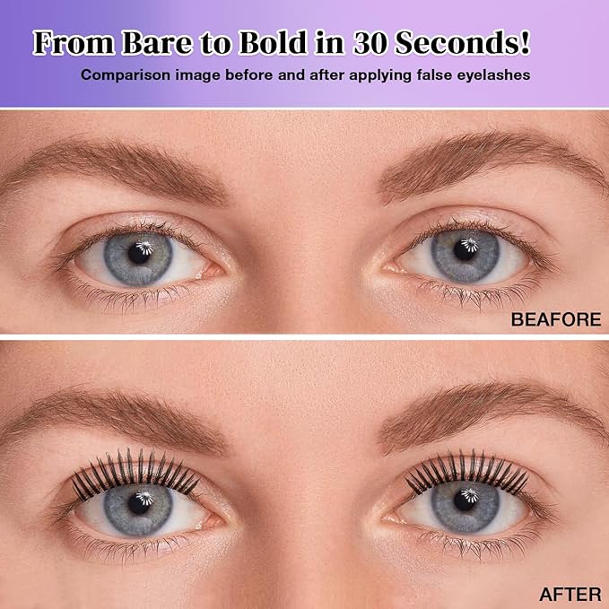 Wispy False Eyelashes Kit With Bond, Seal and Tweezer, 7 Pairs Natural Look Fake Cat Eye Lashes Strips Thin Band Extensions Waterproof Easy Eyelashes for Beginners DF99#